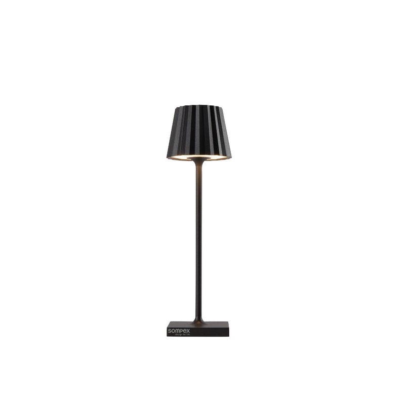 Sompex Troll Nano Table Lamp (Matte finish) | Indoor & Outdoor | 2 light colours | Stepless touch dimmer | 1.6W LED Battery Operated | Aluminium | 54 (splash and dust proof) 10 x 21 cm - Black - Image 1