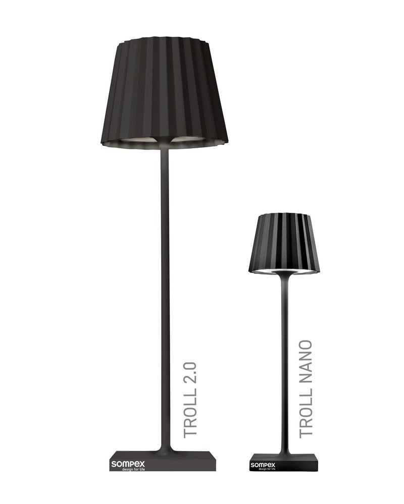 Sompex Troll Nano Table Lamp (Matte finish) | Indoor & Outdoor | 2 light colours | Stepless touch dimmer | 1.6W LED Battery Operated | Aluminium | 54 (splash and dust proof) 10 x 21 cm - Black - Image 2