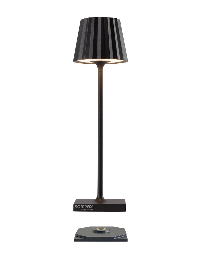 Sompex Troll Nano Table Lamp (Matte finish) | Indoor & Outdoor | 2 light colours | Stepless touch dimmer | 1.6W LED Battery Operated | Aluminium | 54 (splash and dust proof) 10 x 21 cm - Black - Image 3