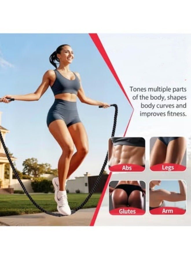COYO حبل قفز، حبل قفز موازن للرجال والنساء، حبل قفز ثقيل للتمارين، حبال قفز للبالغين لتمارين المنزل، تحسين القوة وبناء العضلات، معدات تمارين الجسم الكاملة - Image 3