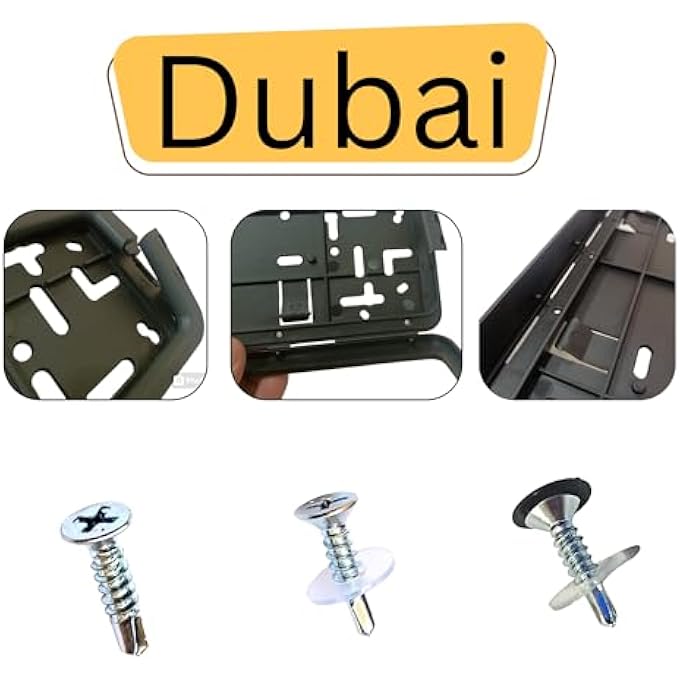Premium Classic Short Car Number Plate Holder Cover Frame Stylish And Durable Black Set Of 2 Only For Dubai 31X17Cm - Image 5