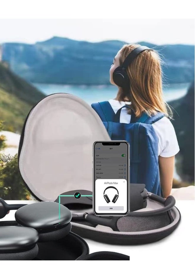 Hard Case  for Airpods Max Headphones, Carrying Case Storage Travel Case Fashion PU Case Wireless Headphones EVA Storage Case Protective Case Cover (Gray)
