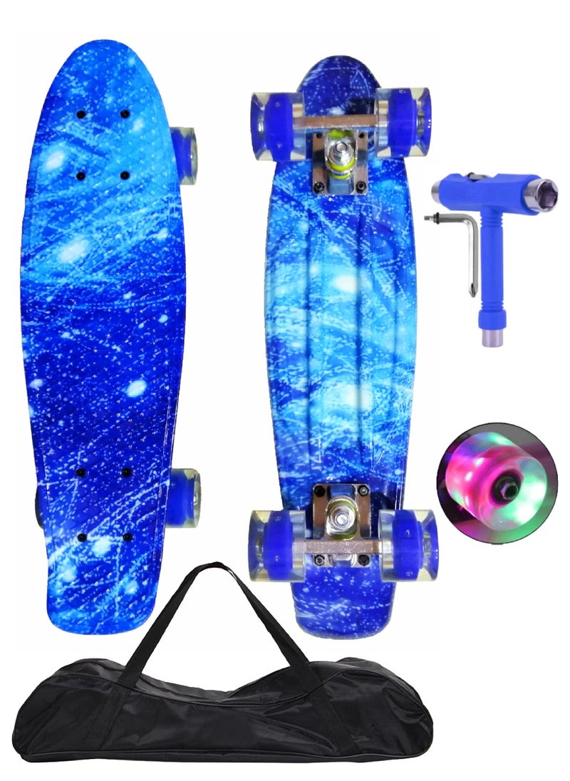 Generic 22" Pany Skateboard PU Flash Wheels Fish Shape With Carry Bag & Tool, Blue Sky  - Image 1