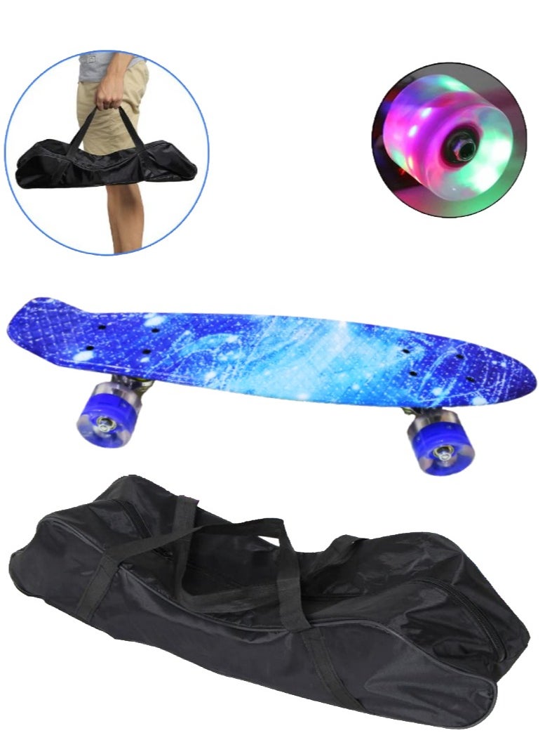 Generic 22" Pany Skateboard PU Flash Wheels Fish Shape With Carry Bag & Tool, Blue Sky  - Image 2