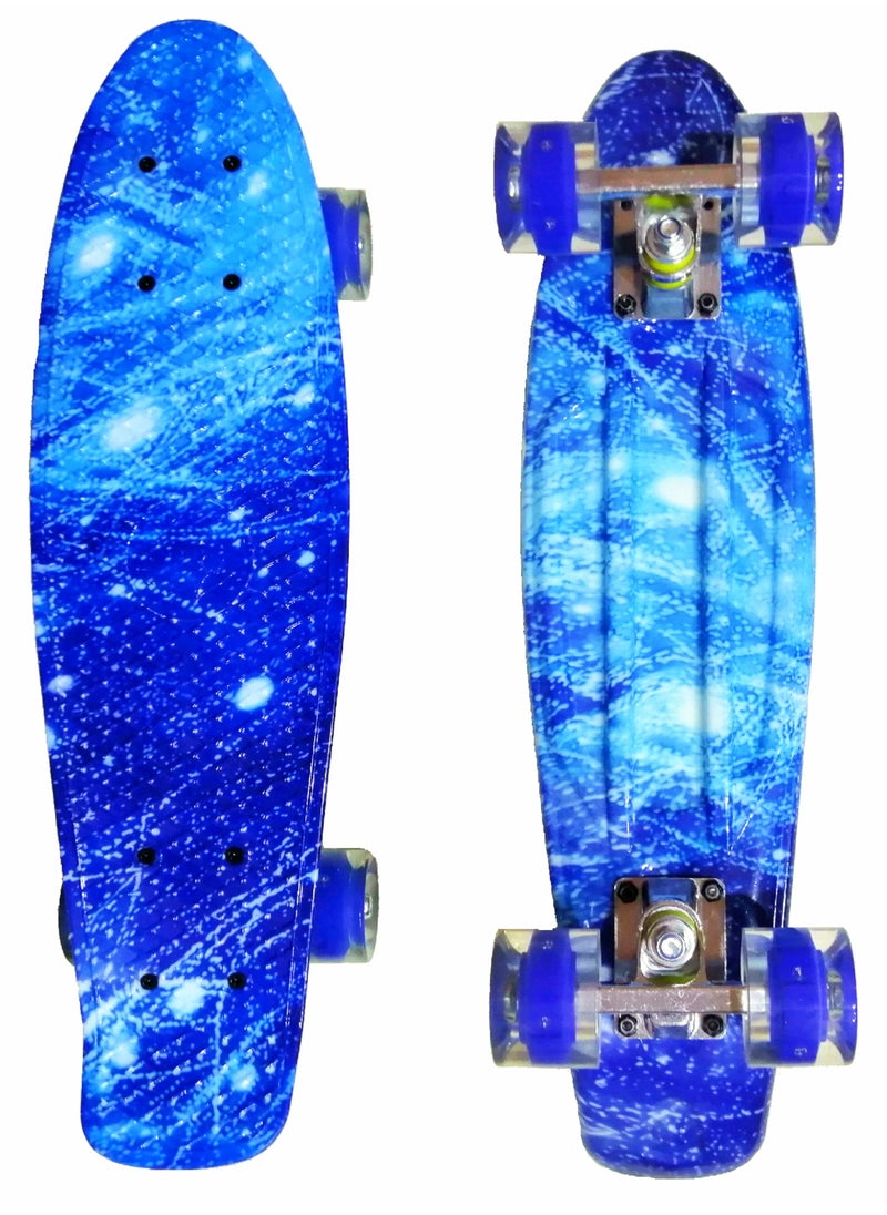 Generic 22" Pany Skateboard PU Flash Wheels Fish Shape With Carry Bag & Tool, Blue Sky  - Image 5