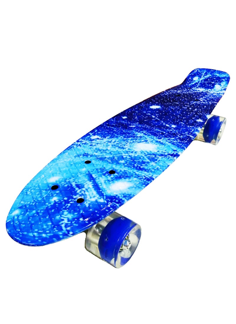 Generic 22" Pany Skateboard PU Flash Wheels Fish Shape With Carry Bag & Tool, Blue Sky  - Image 4