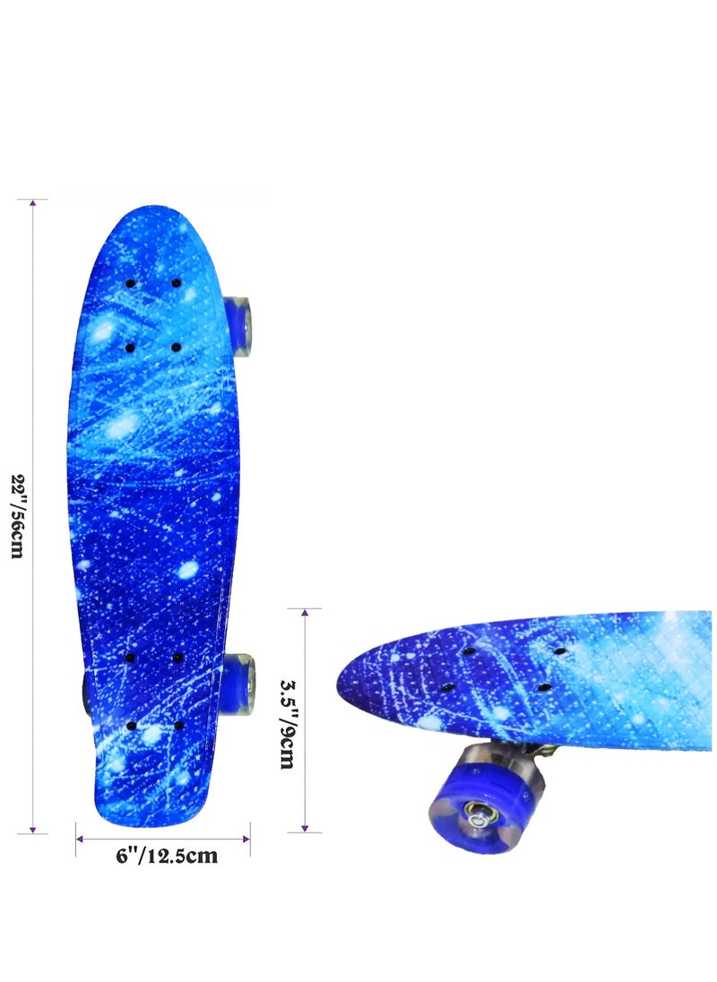 Generic 22" Pany Skateboard PU Flash Wheels Fish Shape With Carry Bag & Tool, Blue Sky  - Image 3