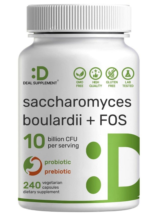 DEAL SUPPLEMENT Saccharomyces Boulardii + FOS, 10 Billion CFU, 240 Veggie Capsules - Probiotics & Prebiotics for Women & Men - Gut & Digestive Health Supplement - Non-GMO - Image 1