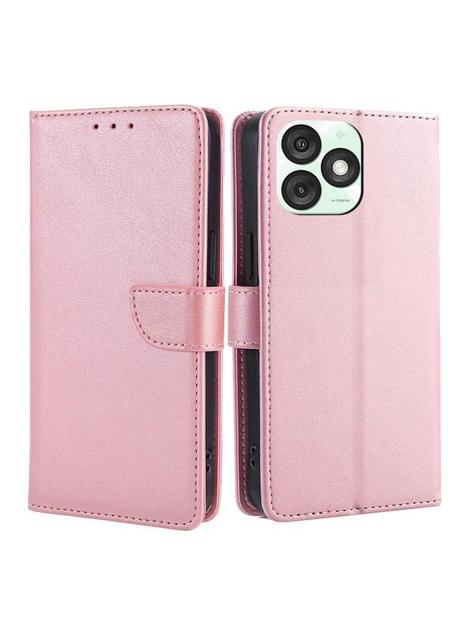 جراب هاتف قابل للطي من الجلد الصناعي مع إبزيم لهاتف Itel A50 4G (ذهبي وردي)