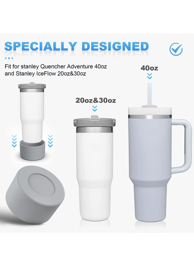 RTYY 2 pack Silicone Boot For Stanley Quencher Tumbler 30 oz 40 oz, Bottom Boot for Stanley IceFlow Flip 30 20 oz, Protector Sleeve for Water Bottle 12-24oz (Grey)  - Image 3