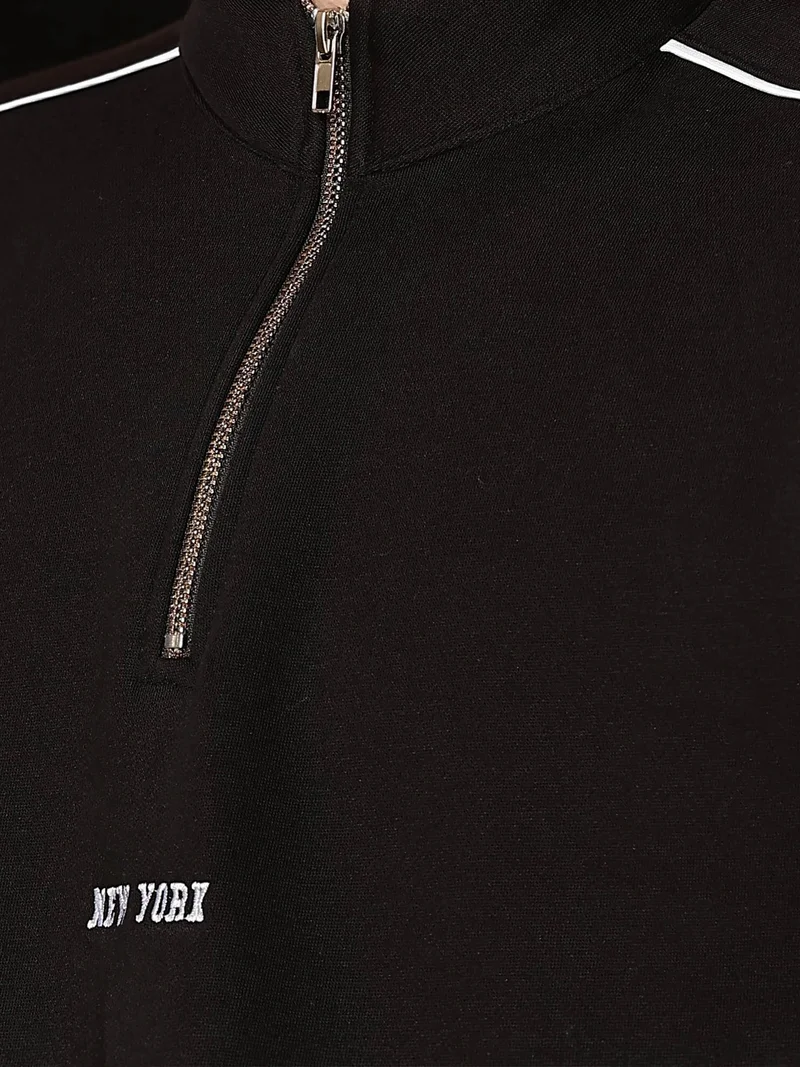 Maniac  Maniac Mens Embroidery Full Sleeve Black Fleece High Neck Sweatshirt for Men | Best Price UAE