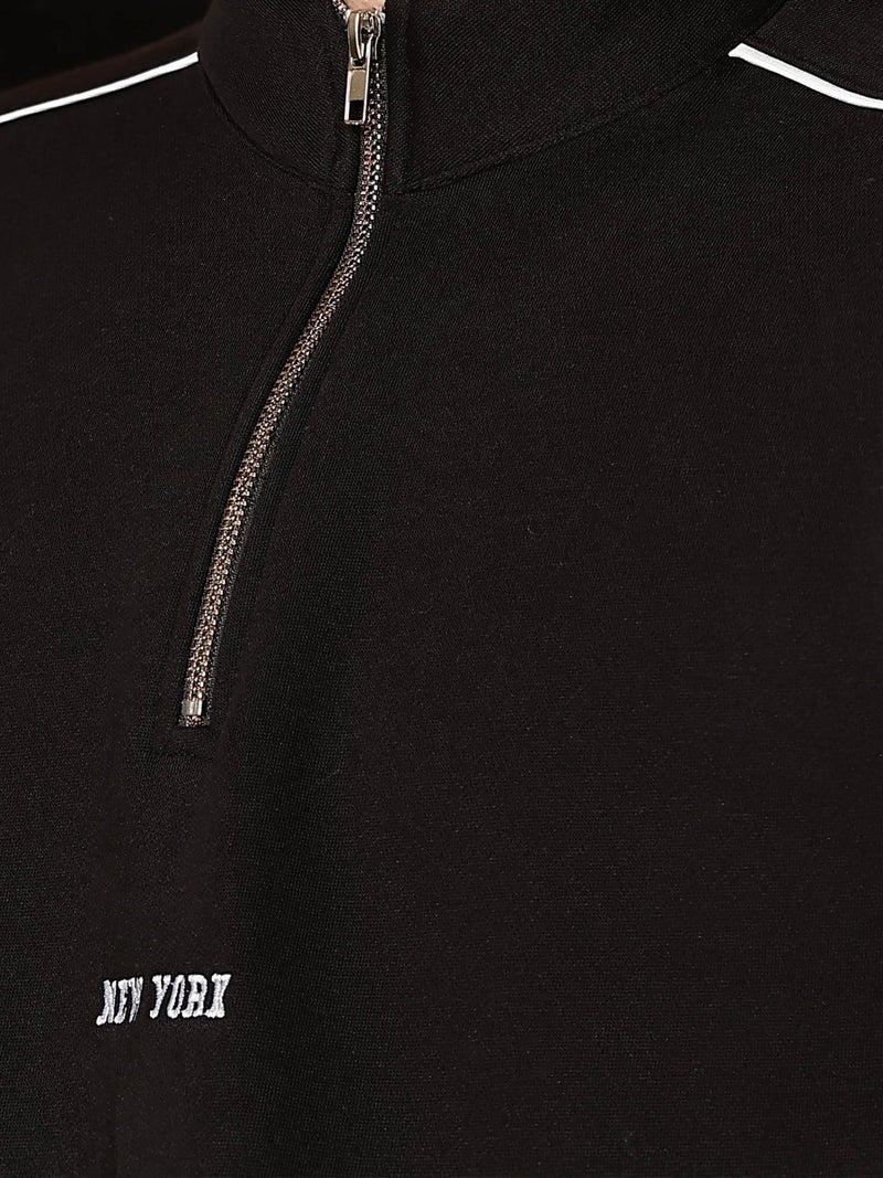 Maniac Mens Embroidery Full Sleeve Black Fleece High Neck Sweatshirt - Image 3