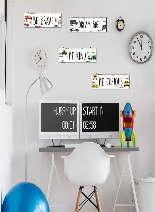 Leinuosen 4 Pieces Vehicle Room Wall Decor Car Trucks Decor Car Themed Room Wall Decor Wooden Hanging Wall Plaques Inspirational Wooden Sign for Bedroom Nursery Playroom Decor - Image 4