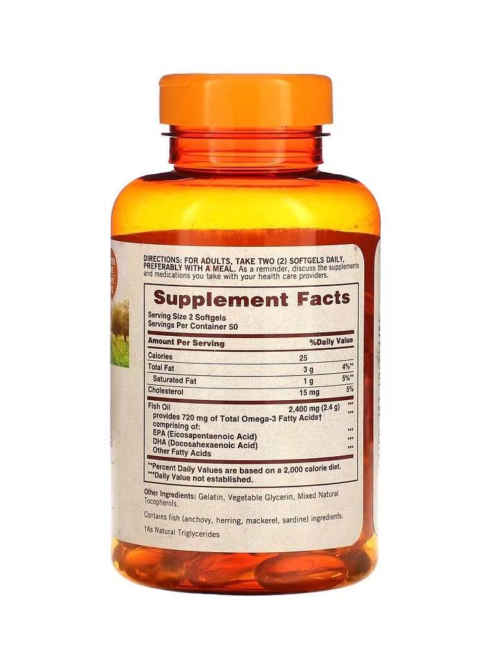 سن داون ناتشورالز زيت السمك ، 1200 ملجم ، 100 كبسولة هلامية (600 ملجم لكل كبسولة هلامية) - Image 2