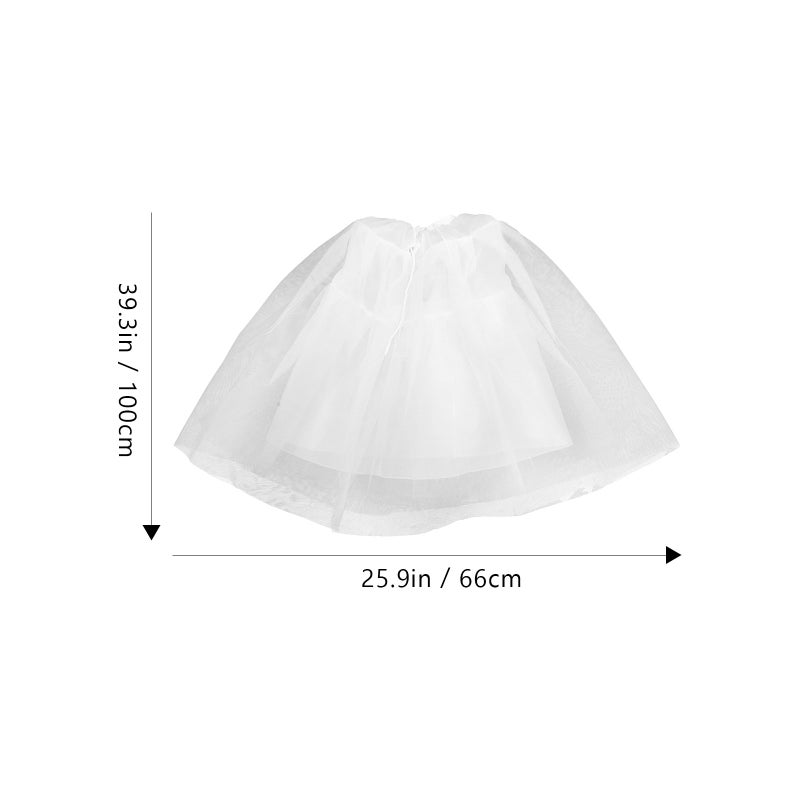 Women Bride Petticoat Underskirts Wedding Skirt Four-Layer Gauze Elastic Waistband With Straps (White) - Image 3