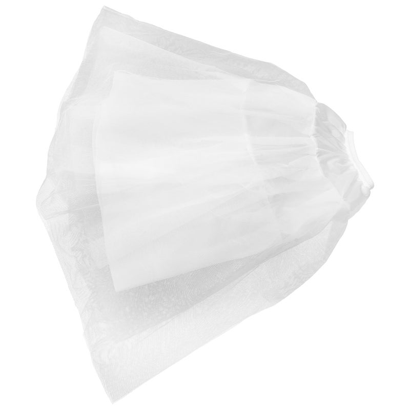 Women Bride Petticoat Underskirts Wedding Skirt Four-Layer Gauze Elastic Waistband With Straps (White) - Image 1