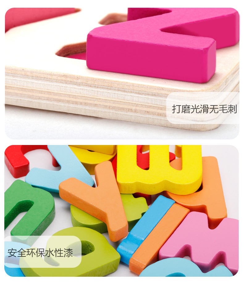 Alphabet Recognition Wooden 3D Digital Hand-Held Puzzle Kidsren'S Toy Geometric Shape Hand-Held Board 3D Puzzle - Image 4