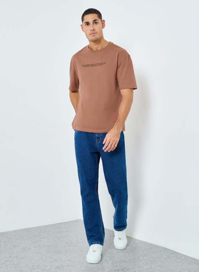 Styli Men Oversized Slogan Print T-Shirt - Image 3