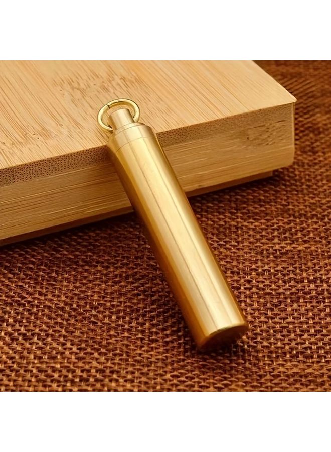 Simple Elegant Gourd Brass Mini Metal Medicine Waterproof Canister Outdoor EDC - Image 2
