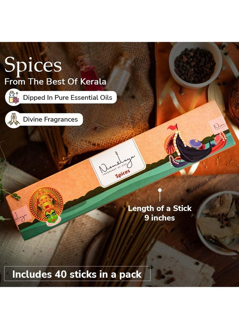 Nirmalaya Premium Spices Incense Sticks | Pack of 40 Sticks | 100% Natural & Charcoal-Free | Luxury, Hancrafted Organic Agarbatti for Pooja, Meditation, Yoga and Aromatherapy - view 2