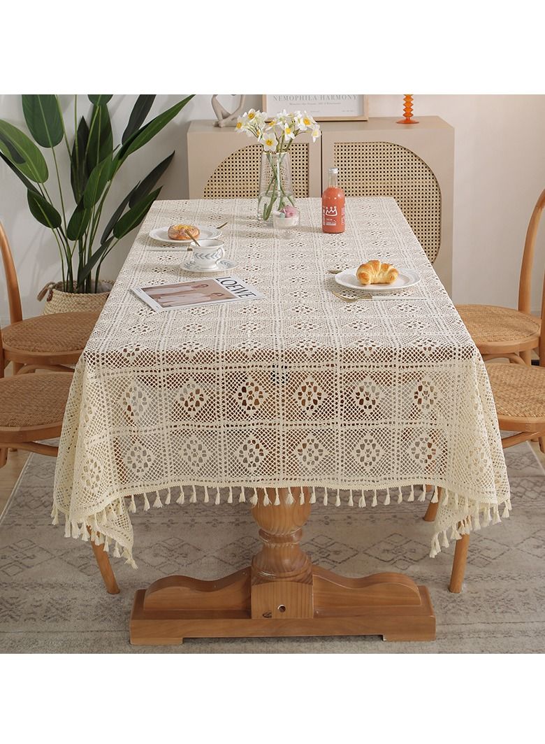 Rustic Style Tablecloth Crochet Hollow Tassel Placemat Suitable For Coffee Table Dining Table Wedding Party Decoration  - Image 1