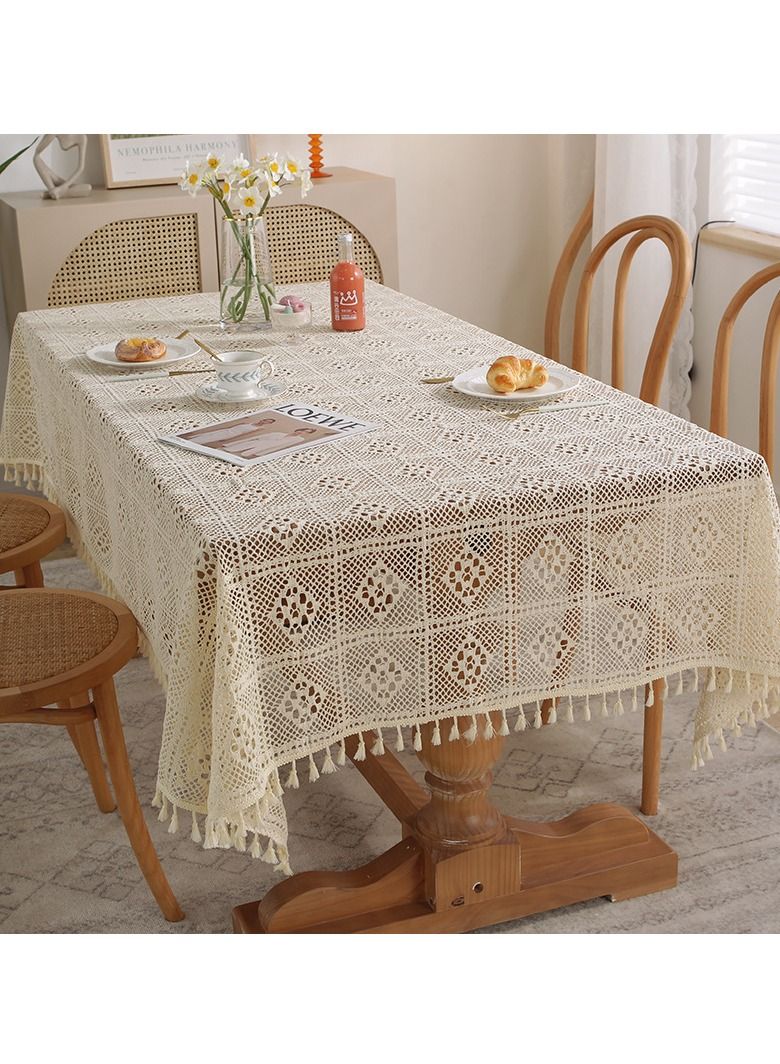 Rustic Style Tablecloth Crochet Hollow Tassel Placemat Suitable For Coffee Table Dining Table Wedding Party Decoration  - Image 2