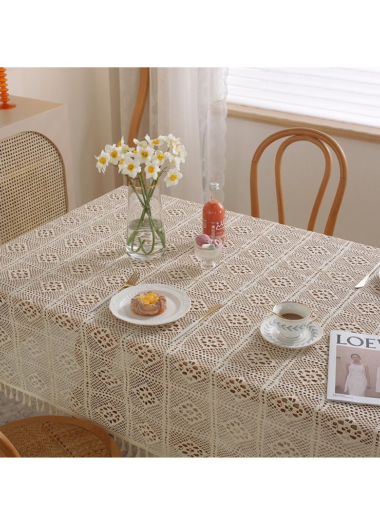 Rustic Style Tablecloth Crochet Hollow Tassel Placemat Suitable For Coffee Table Dining Table Wedding Party Decoration  - Image 3