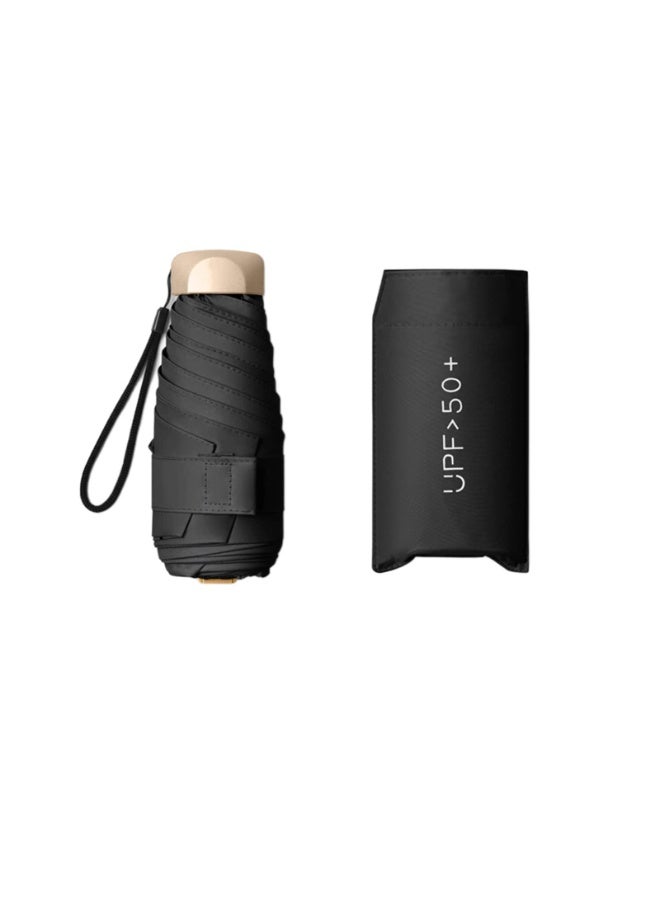 Pocket Umbrella – Ultra-Light 5-Fold Travel Umbrella, Windproof Sun & Rain Dual-Use, Anti-UV Folding Sunshade with Sunscreen Coating, Compact for Small Bags (Black) - Image 1