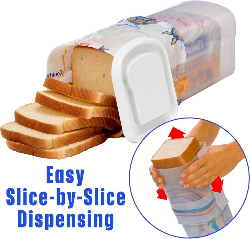 Buddeez Bread Buddy Airtight Bread Storage Container- Slice by Slice Dispensing Design - Perfect Pantry Organizer - White Lid Pack of 2 - Image 4