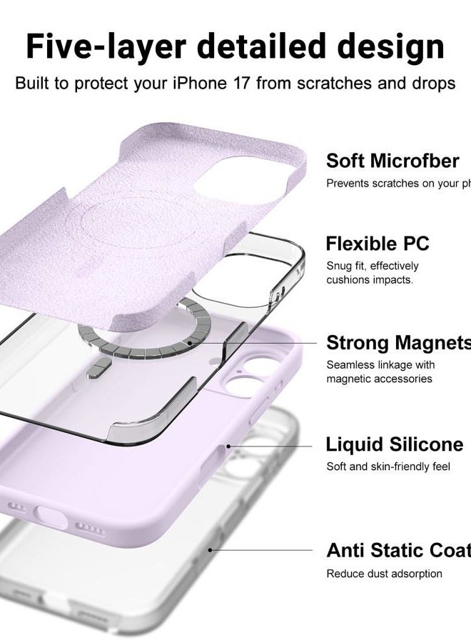 OTOFLY Magnetic for iPhone 17 Case,Compatible with Magsafe,Classic Liquid Silicone Mobile Phone Case,Integrated Camera Control Button,Anti-Scratch Microfiber Lining,Cloud Mauve - Image 4