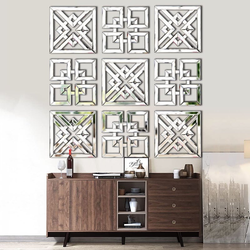 QMDECOR Silver Mirrored Wall Decor 16x16â€ Decorative Mirror Modern Fashion DIY Wall-Mounted Mirrors Square Design Gorgeous, Glam, Accent, Vintage, Chic Mirror for Room and Home Decor - Image 5
