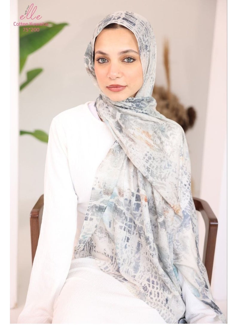 ELLE Luxury Veil Cotton Islamic Hijab for Women for Occasions and Regular Days - Size (200cm x 75cm) - Image 1
