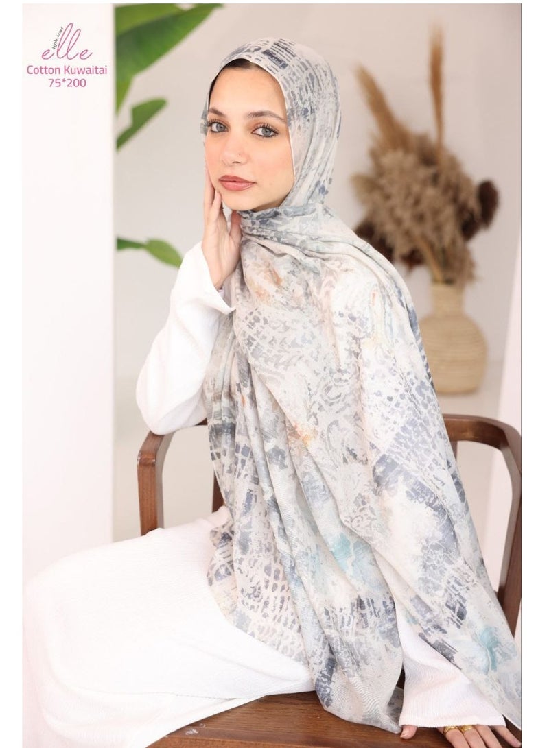 ELLE Luxury Veil Cotton Islamic Hijab for Women for Occasions and Regular Days - Size (200cm x 75cm) - Image 2