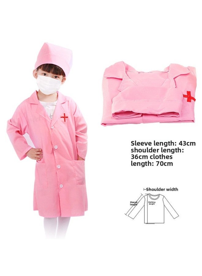 Medicine Box Plastic Box 13 Pieces Small Dental Suit Doctor Nurse Clothing Drip Holder Medical Children Wooden Toys-Color:Pink Clothes (short Sleeve)  - Image 1