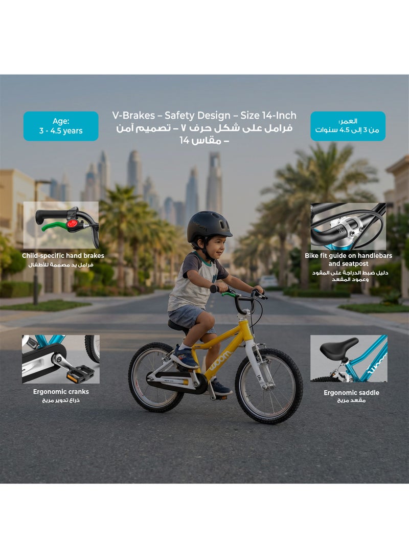 Woom GO 2 Kids Pedal Bike|14-Inch Lightweight Aluminum Bicycle for Ages 3-4.5 Years|Easy Transition from Balance Bike with Child-Specific V-Brakes & Safety Features - Image 3