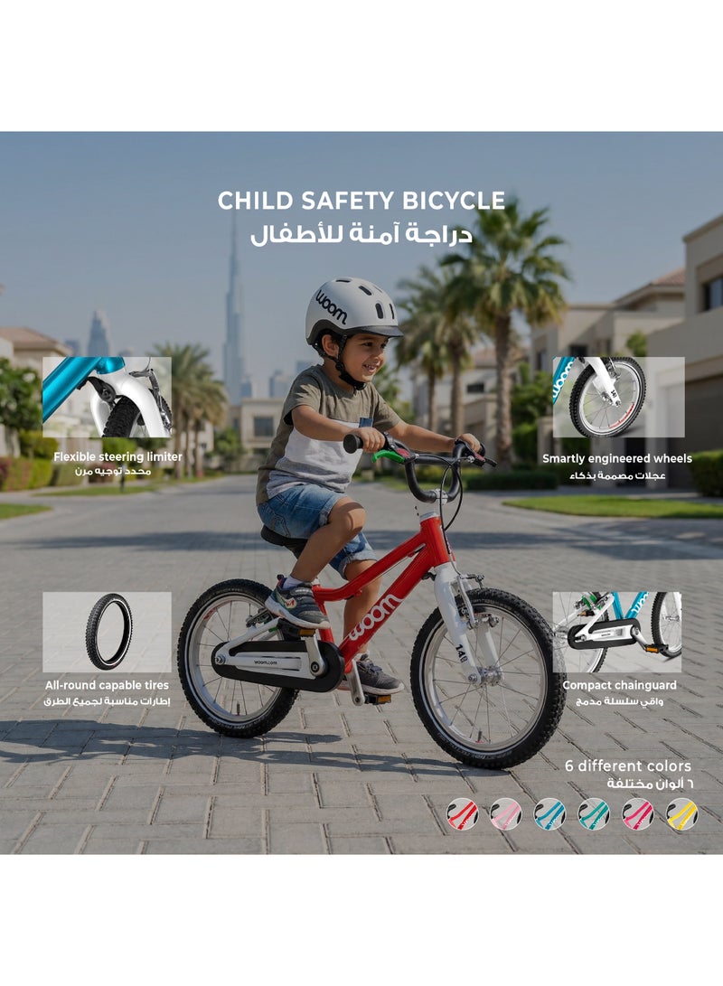Woom GO 2 Kids Pedal Bike|14-Inch Lightweight Aluminum Bicycle for Ages 3-4.5 Years|Easy Transition from Balance Bike with Child-Specific V-Brakes & Safety Features - Image 4