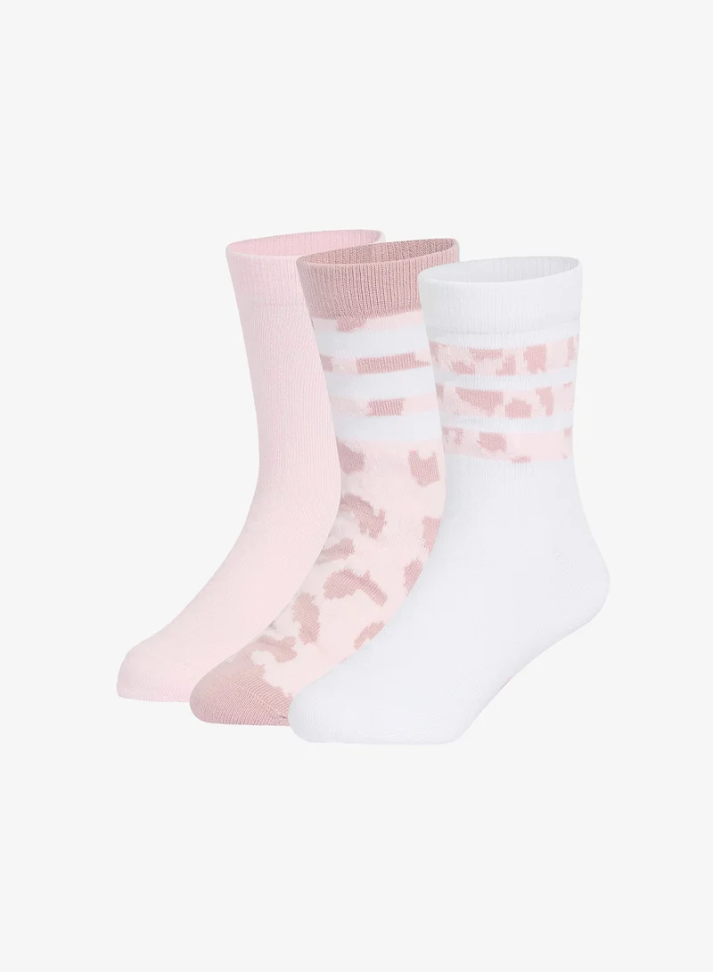 Adidas Youth 3 Pack Leopard Printed Socks