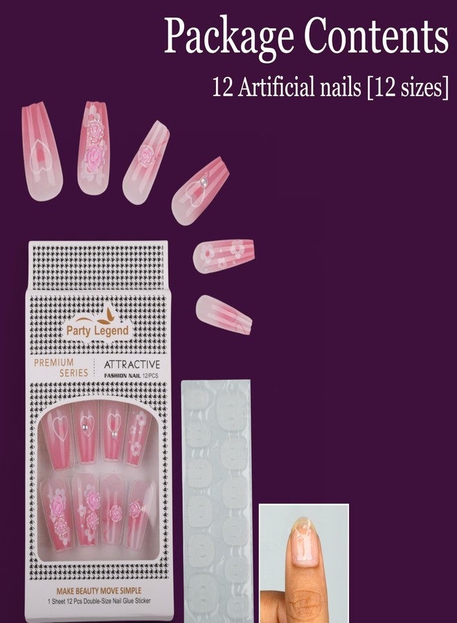 Hexwell أظافر هيكسويل اللاصقة، 12 قطعة، قابلة لإعادة الاستخدام، مجموعة أظافر صناعية للنساء والفتيات، سهلة الاستخدام | حل سريع للمهرجانات والمناسبات الخاصة (متعددة 12 قطعة) - Image 3
