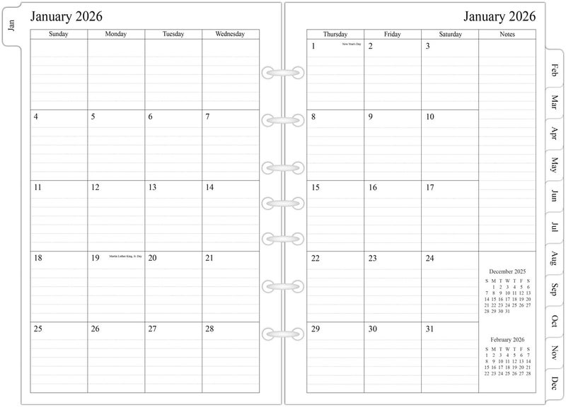 newestor 2026 Monthly Planner Refills 5.5" x 8.5" for Mini Binder, 12 Months from Jan 2026 to Dec 2026, Desk Size - Image 1