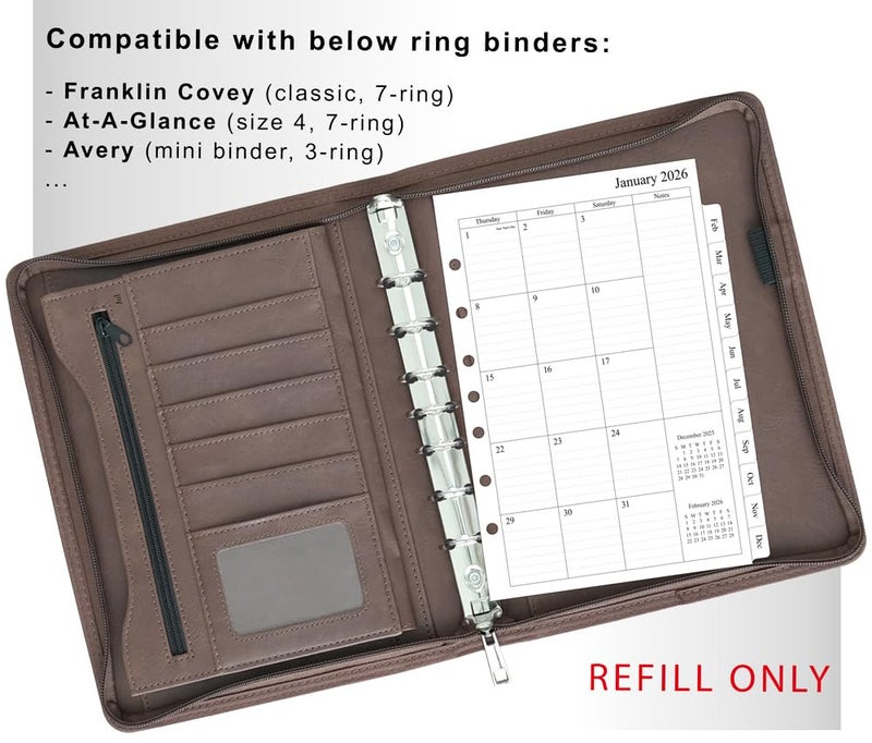 newestor 2026 Monthly Planner Refills 5.5" x 8.5" for Mini Binder, 12 Months from Jan 2026 to Dec 2026, Desk Size - Image 2