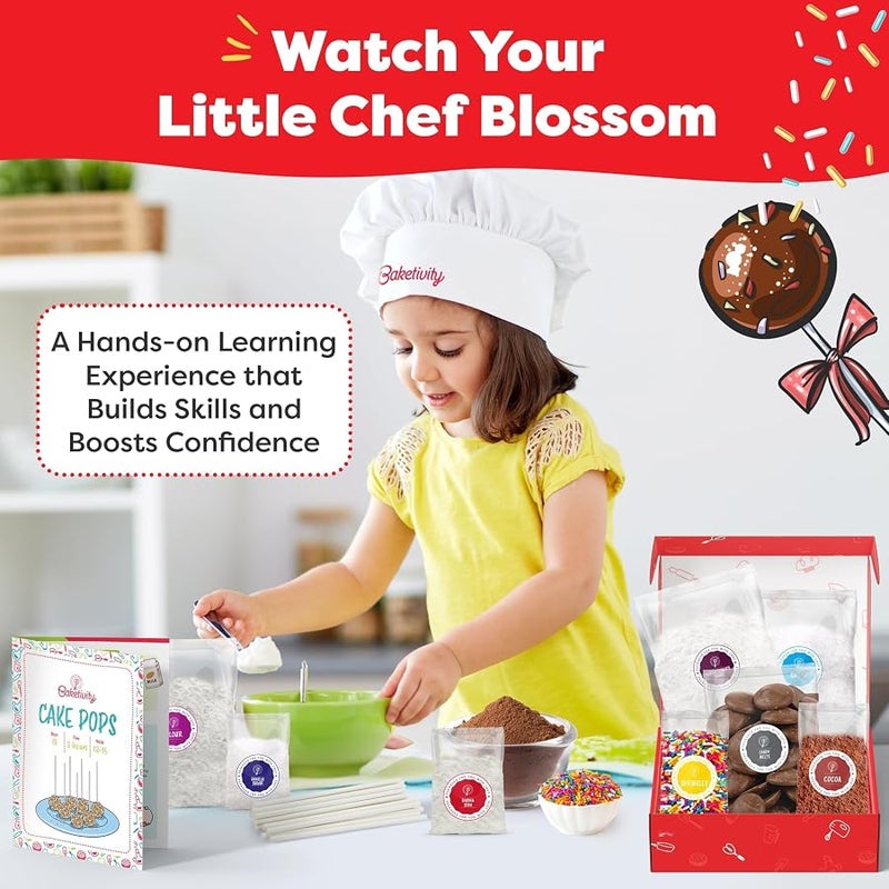 Baketivity Kids Baking Set, Meal Cooking Party Supply Kit for Teens, Real Fun Little Junior Chef Essential Kitchen Lessons, Includes Pre-Measured Ingredients, Delicious Cake Pops - Image 4