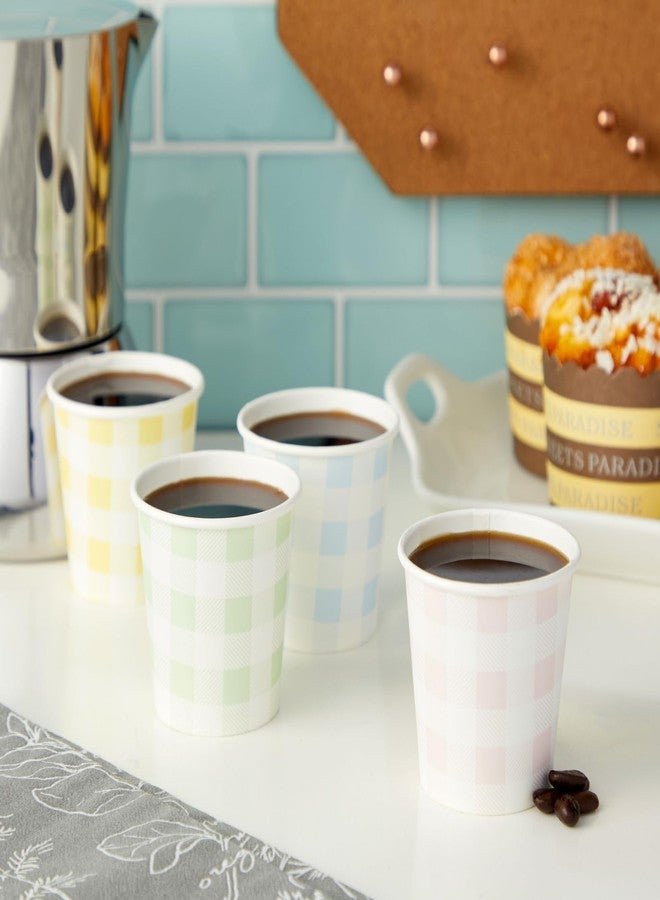 Sparkle and Bash Gingham Cups - 100 Pack, 4 oz, Pastel Gingham - Mini Disposable Paper Cup for Espresso Shots - Pastel Disposable Coffee Cups - Image 2