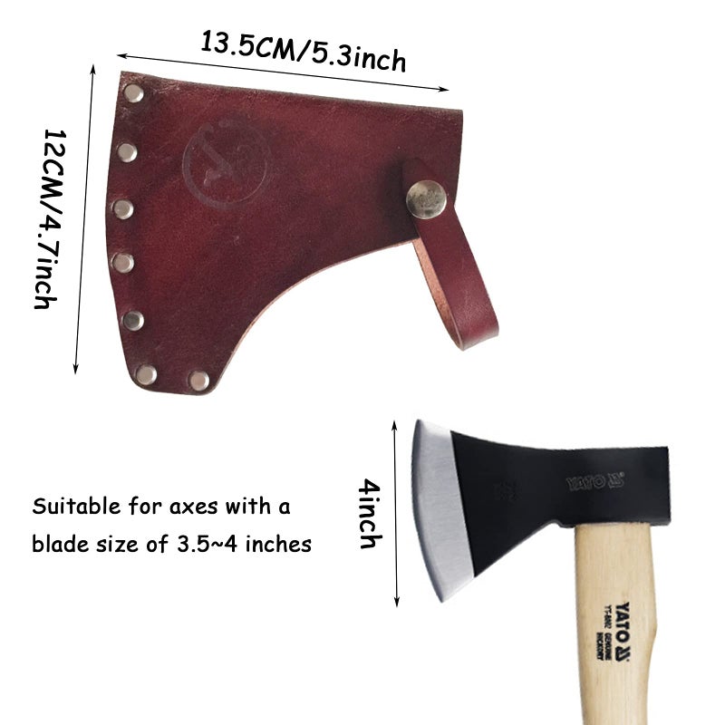 WEKBOSS Leather Hatchet Sheath Axe Head Cover Protector with Secure Snaps, Heavy Duty Camping Axe Guard for Outdoor Hiking Camping Survival 1Pcs - Image 3