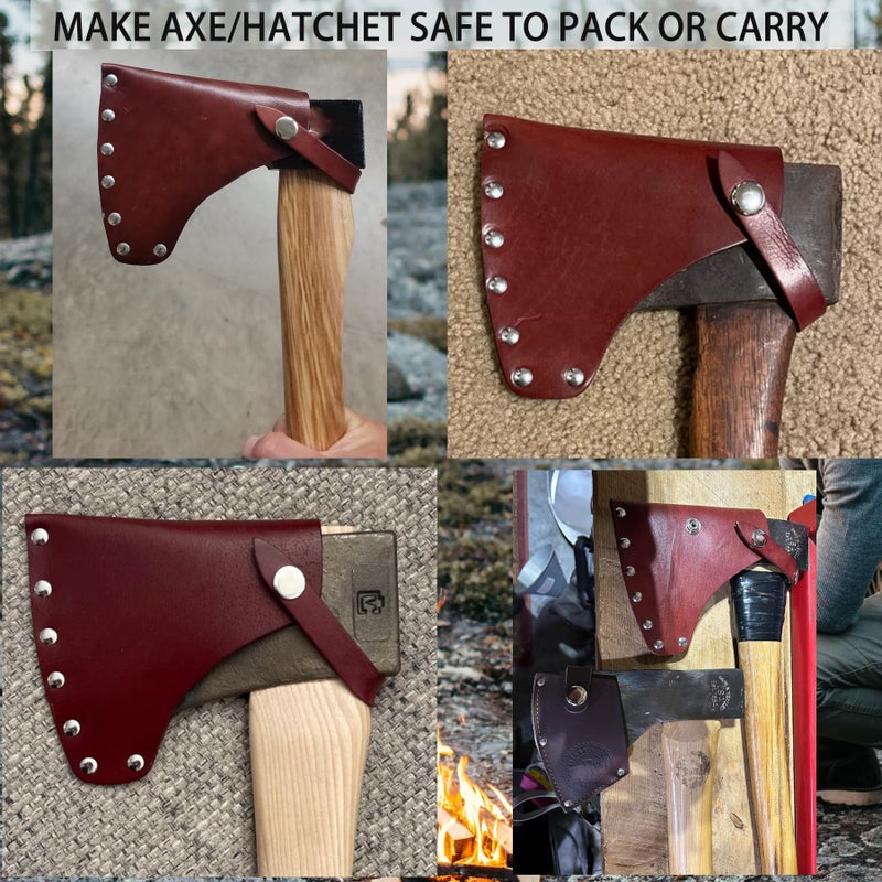 WEKBOSS Leather Hatchet Sheath Axe Head Cover Protector with Secure Snaps, Heavy Duty Camping Axe Guard for Outdoor Hiking Camping Survival 1Pcs - Image 2