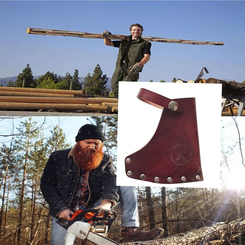 WEKBOSS Leather Hatchet Sheath Axe Head Cover Protector with Secure Snaps, Heavy Duty Camping Axe Guard for Outdoor Hiking Camping Survival 1Pcs - Image 4