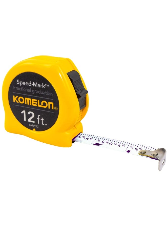 Komelon Sm3912 Speed Mark Acrylic Coated Steel Blade Tape Measure 12 Inch By 5 8 Inch Yellow Case - Image 1