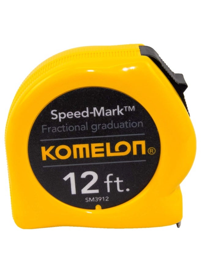 Komelon Sm3912 Speed Mark Acrylic Coated Steel Blade Tape Measure 12 Inch By 5 8 Inch Yellow Case - Image 2