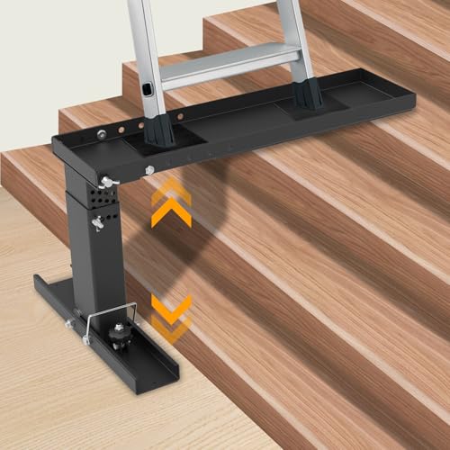 Qualward Upgrade Ladder Leveler for Stairs, Heavy-Duty Ladder Leveler for Extension Ladders High Strength, Step Ladder 9.1"-15.4", Adjustable Height and Foldable Ladder Stabilizer for Stairs with Non-Slip Feet - Image 1