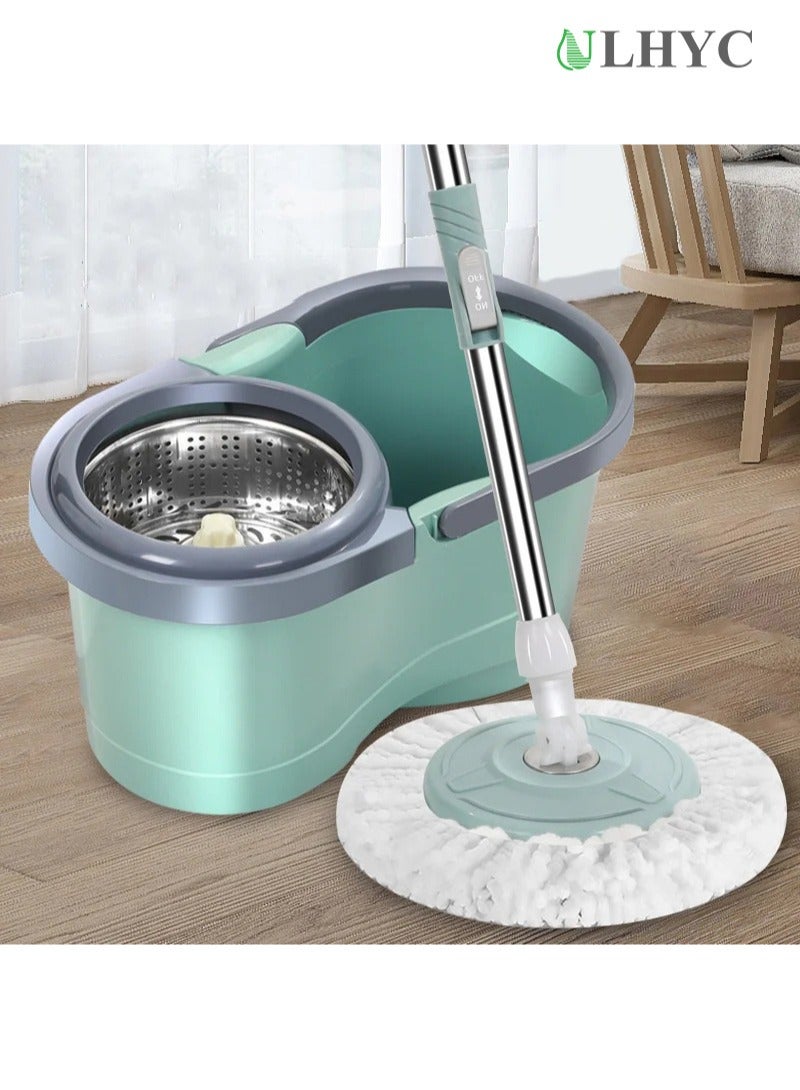 يو إل اتش واي سي مجموعة دلو ممسحة دوارة سحرية من الألياف الدقيقة، ممسحة منزلية يدوية لتنظيف الأرضيات - Image 2