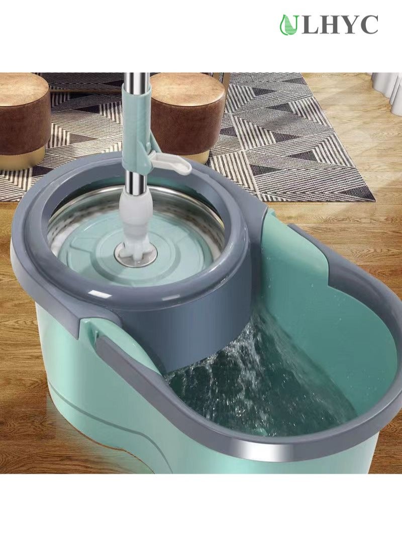 يو إل اتش واي سي مجموعة دلو ممسحة دوارة سحرية من الألياف الدقيقة، ممسحة منزلية يدوية لتنظيف الأرضيات - Image 3